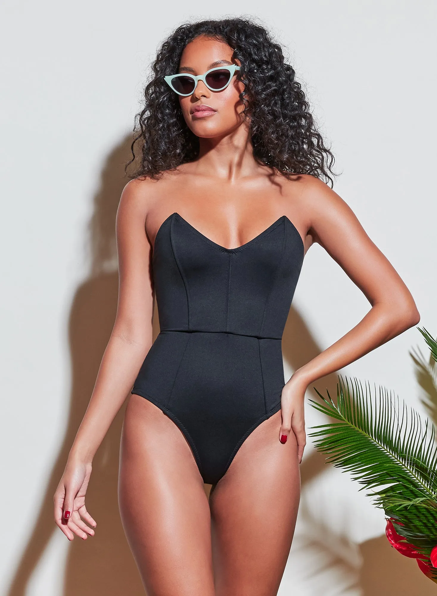 Strapless V-Neck One Piece