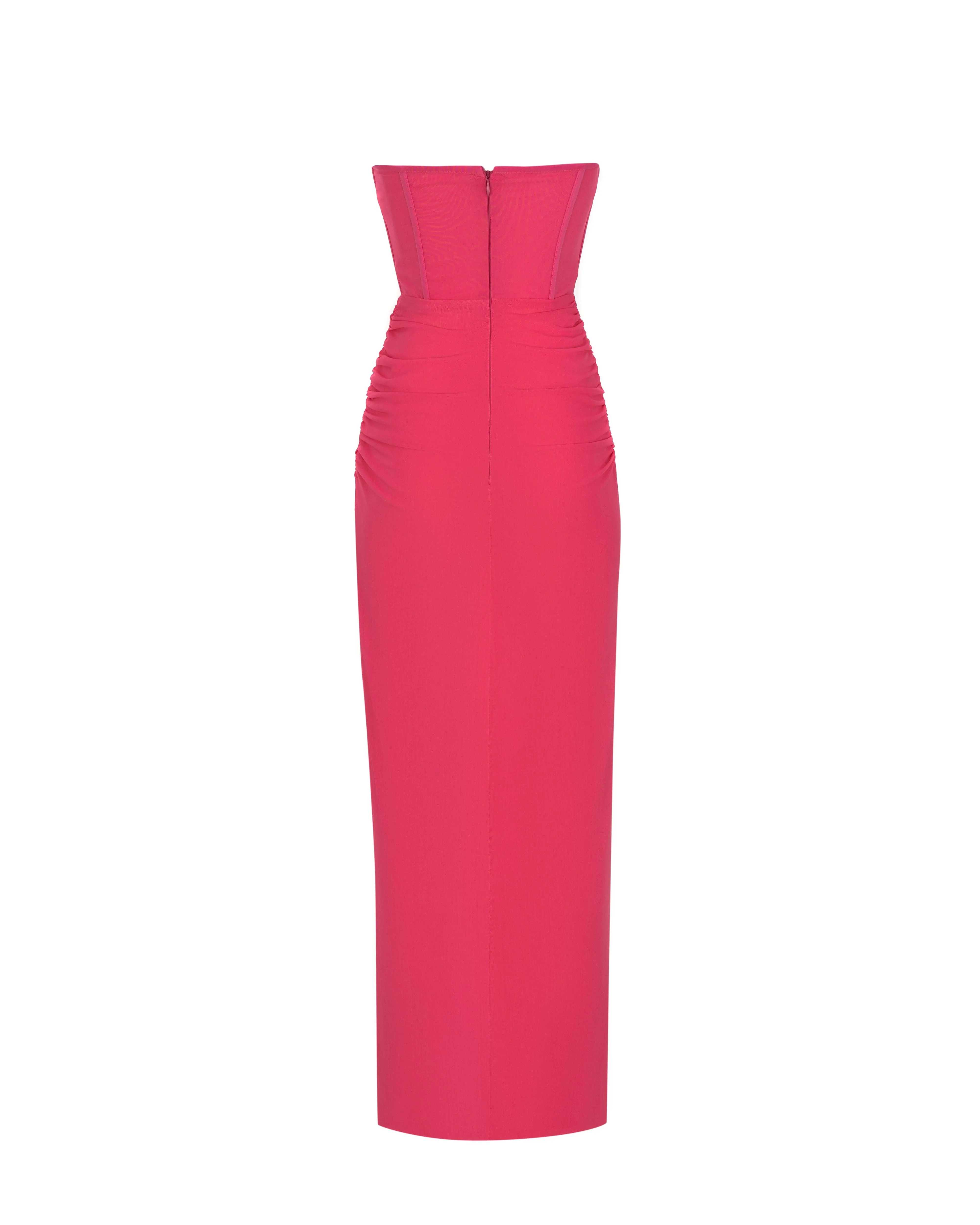 Striking pink off-the-shoulder maxi dress