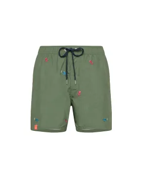 Swim Pant Small Embroidery - Verde Scuro