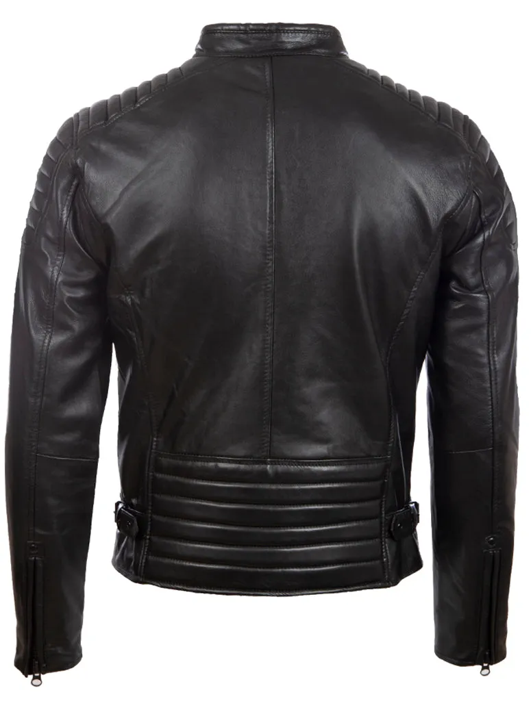 T86N Men's Diamond Biker Jacket - Black