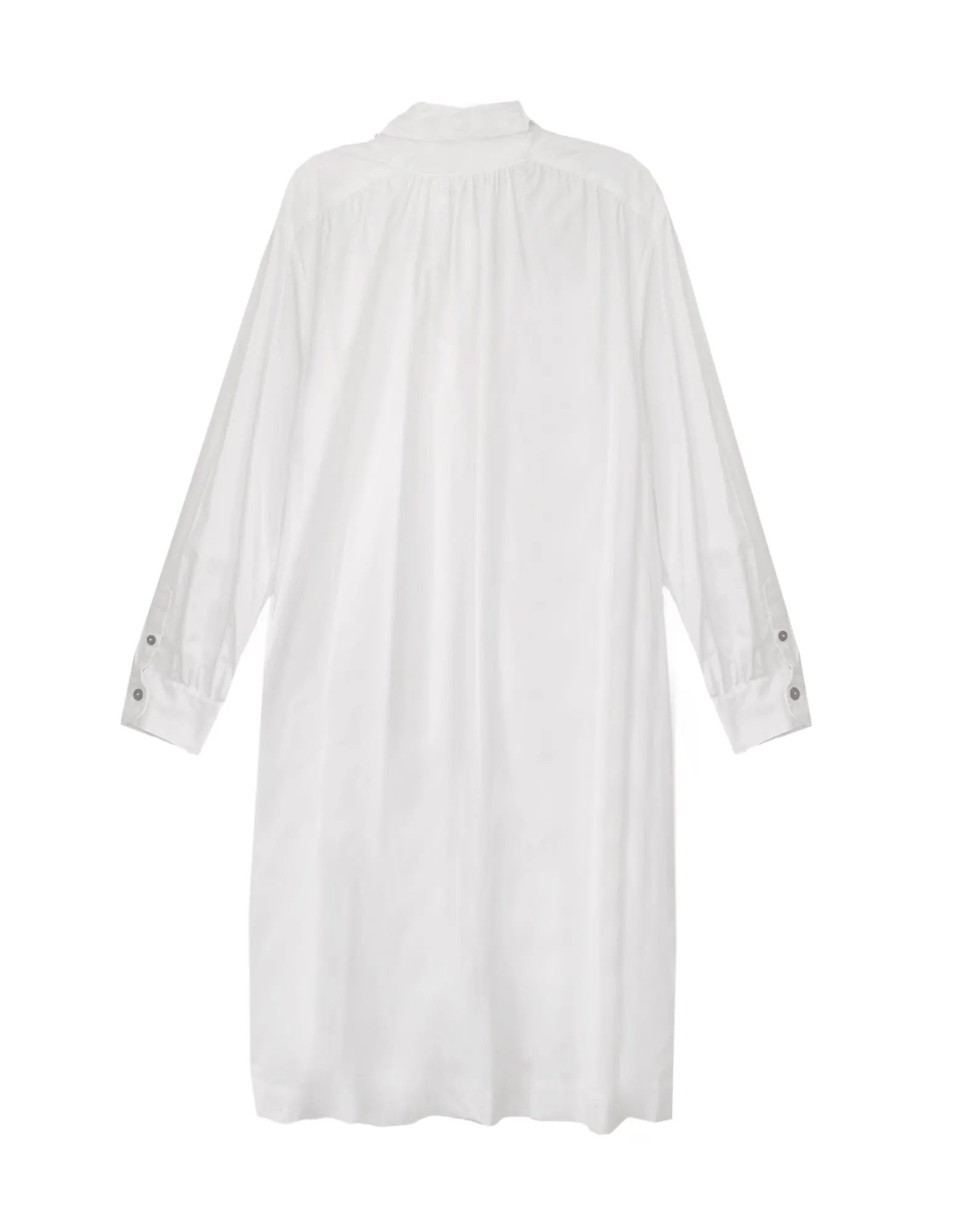 The Marion Cotton Poplin Tie Neck Dress- White