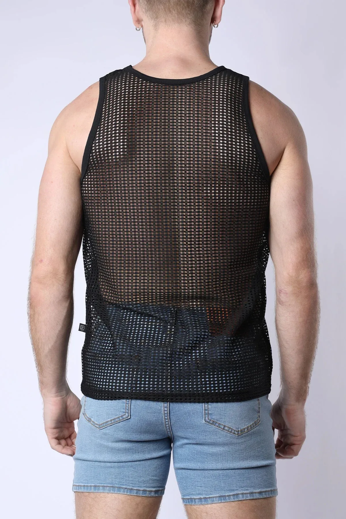 Timoteo Palm Canyon crochet mesh tank black