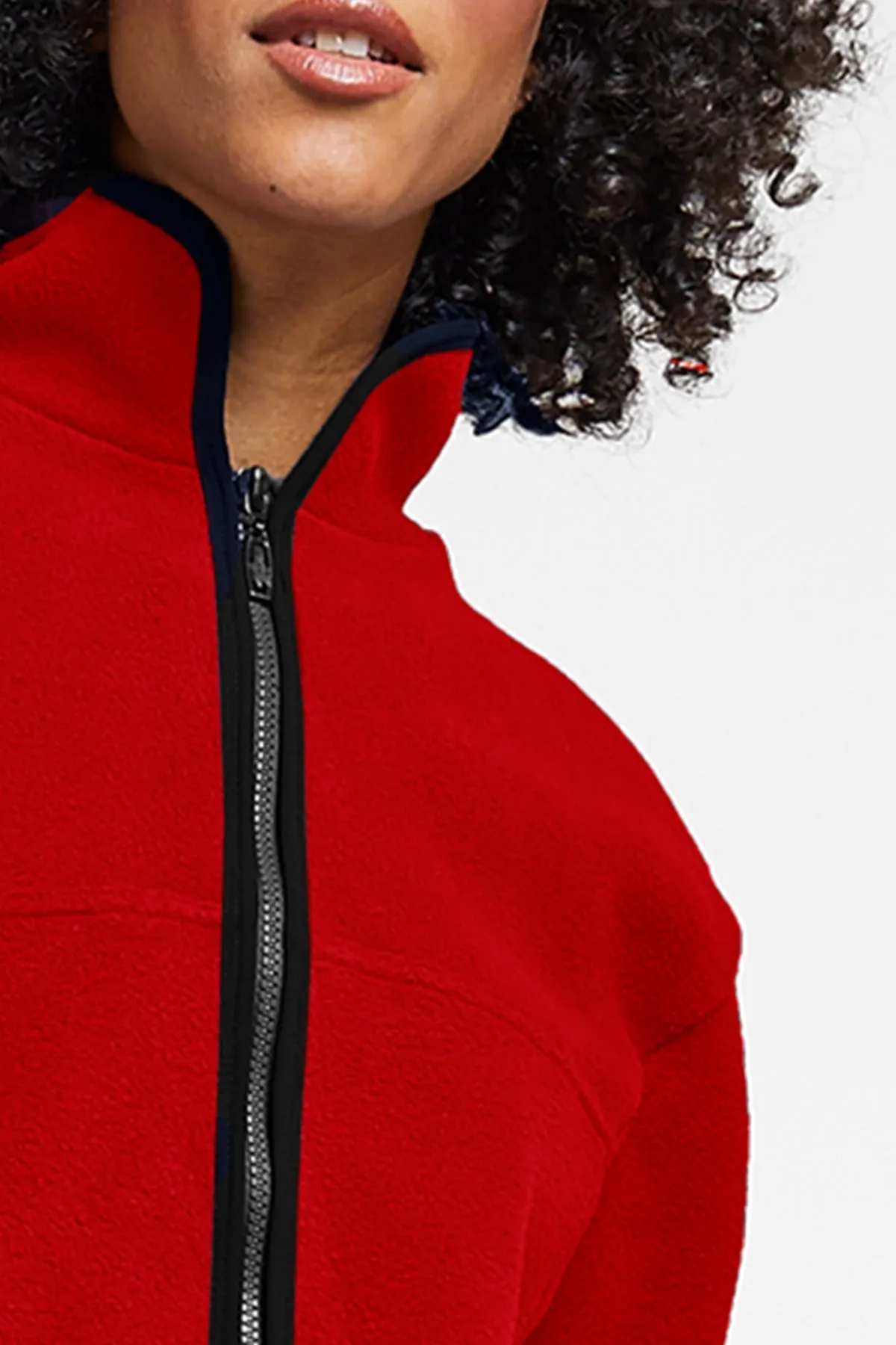 Trimmed Fleece Jacket with Pockets Red