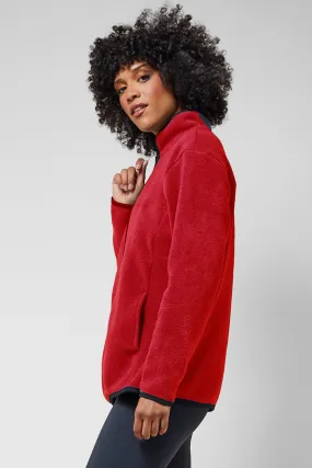 Trimmed Fleece Jacket with Pockets Red