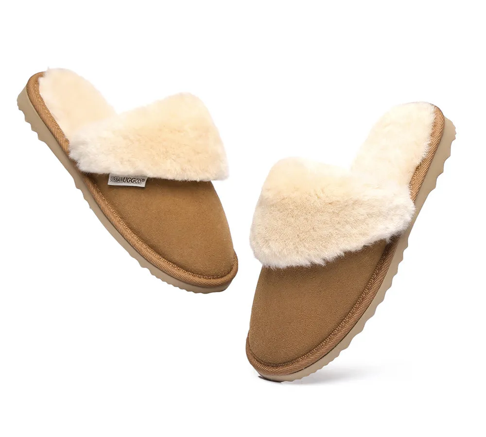 Urban UGG® Australian Made Sheepskin Wool Collar Scuff Slippers