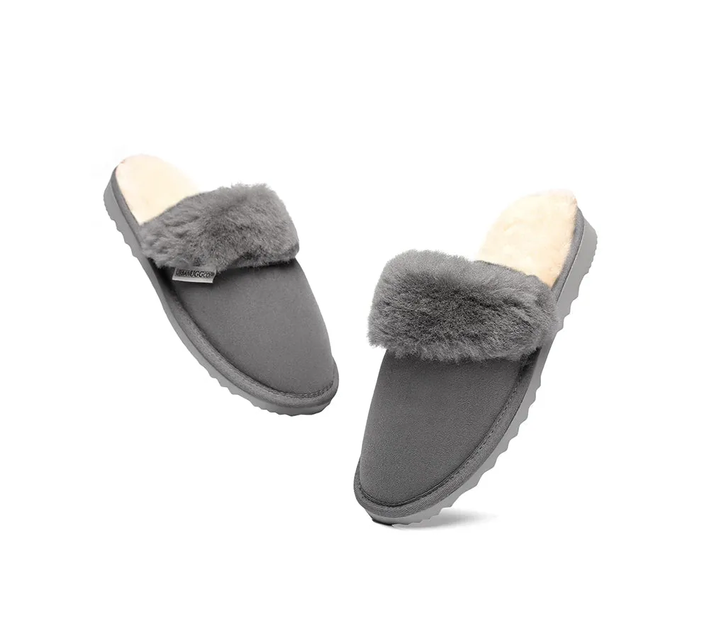 Urban UGG® Australian Made Sheepskin Wool Collar Scuff Slippers