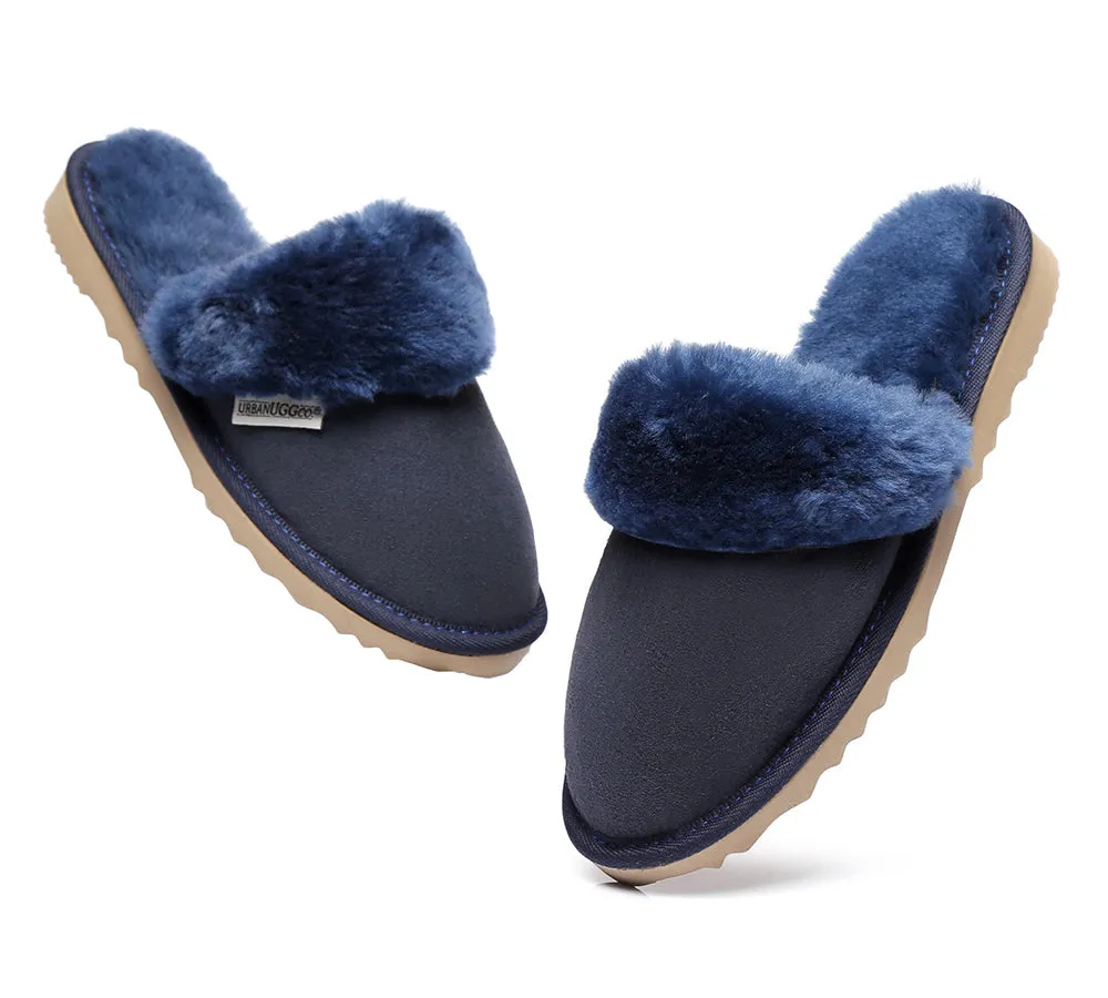 Urban UGG® Australian Made Sheepskin Wool Collar Scuff Slippers