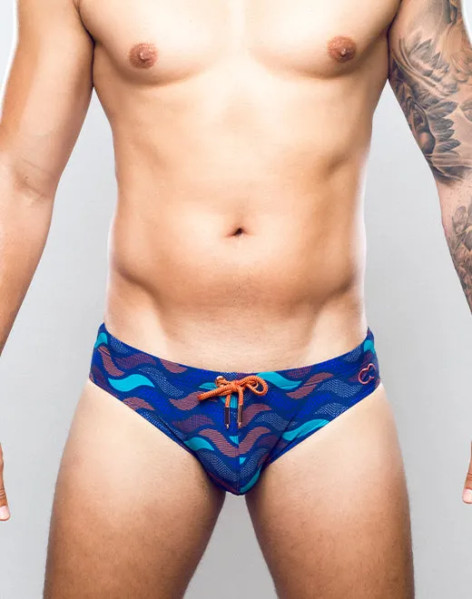 V10 Print Swim Brief - Ocean Blue