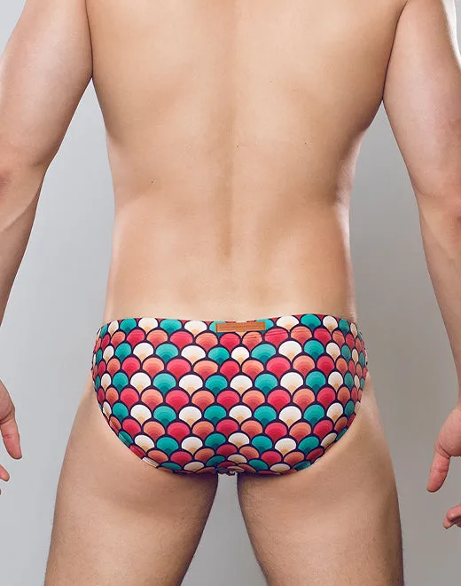 V20 Print Swim Brief - Retro Red