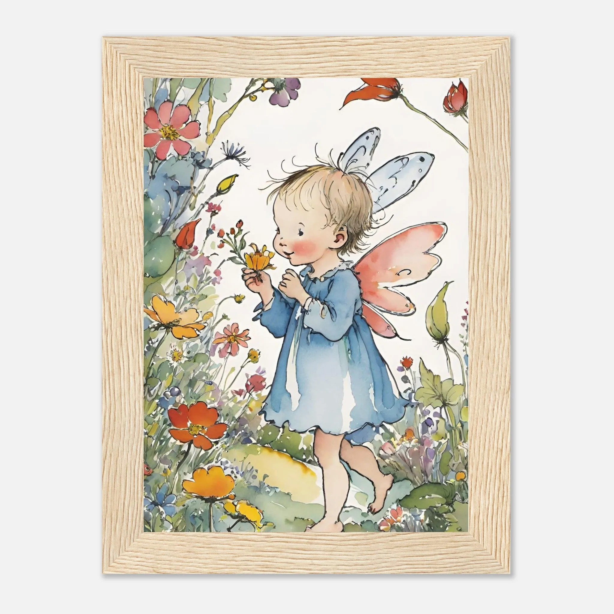 Vampire Art Fairy Garden Classic Semi-Glossy Paper Wooden Framed Poster - Blue Fairy