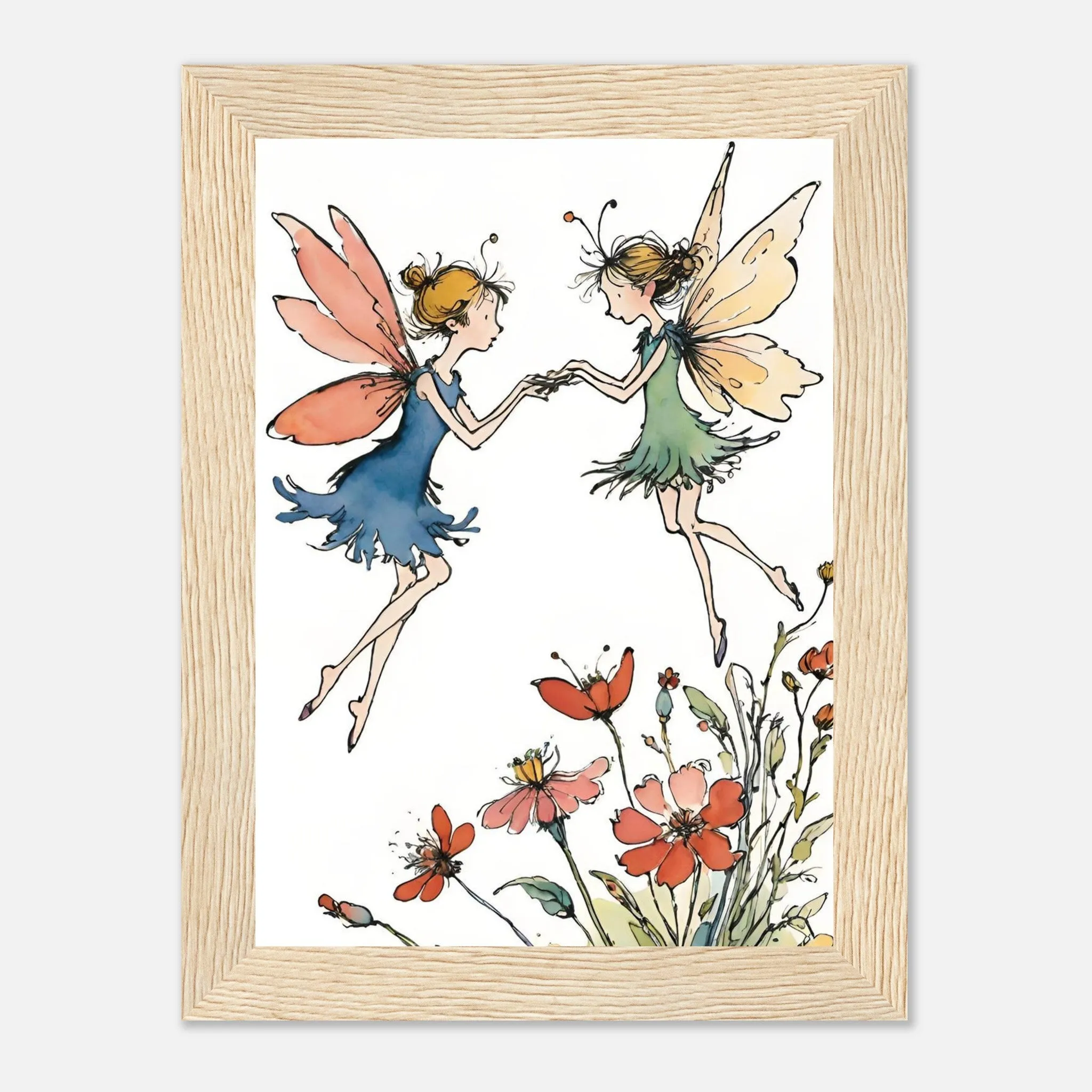 Vampire Art Fairy Garden Classic Semi-Glossy Paper Wooden Framed Poster - Fairy Friends