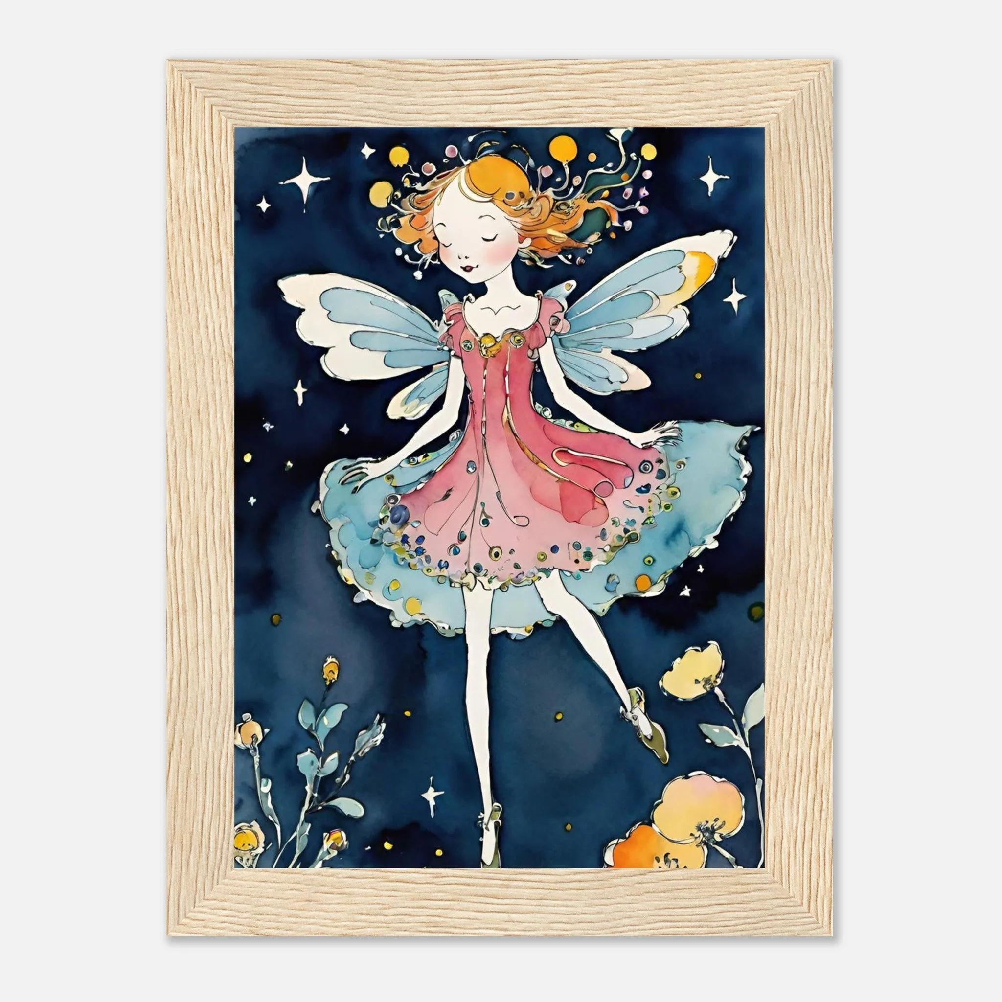 Vampire Art Fairy Garden Classic Semi-Glossy Paper Wooden Framed Poster - Goodnight Fairy