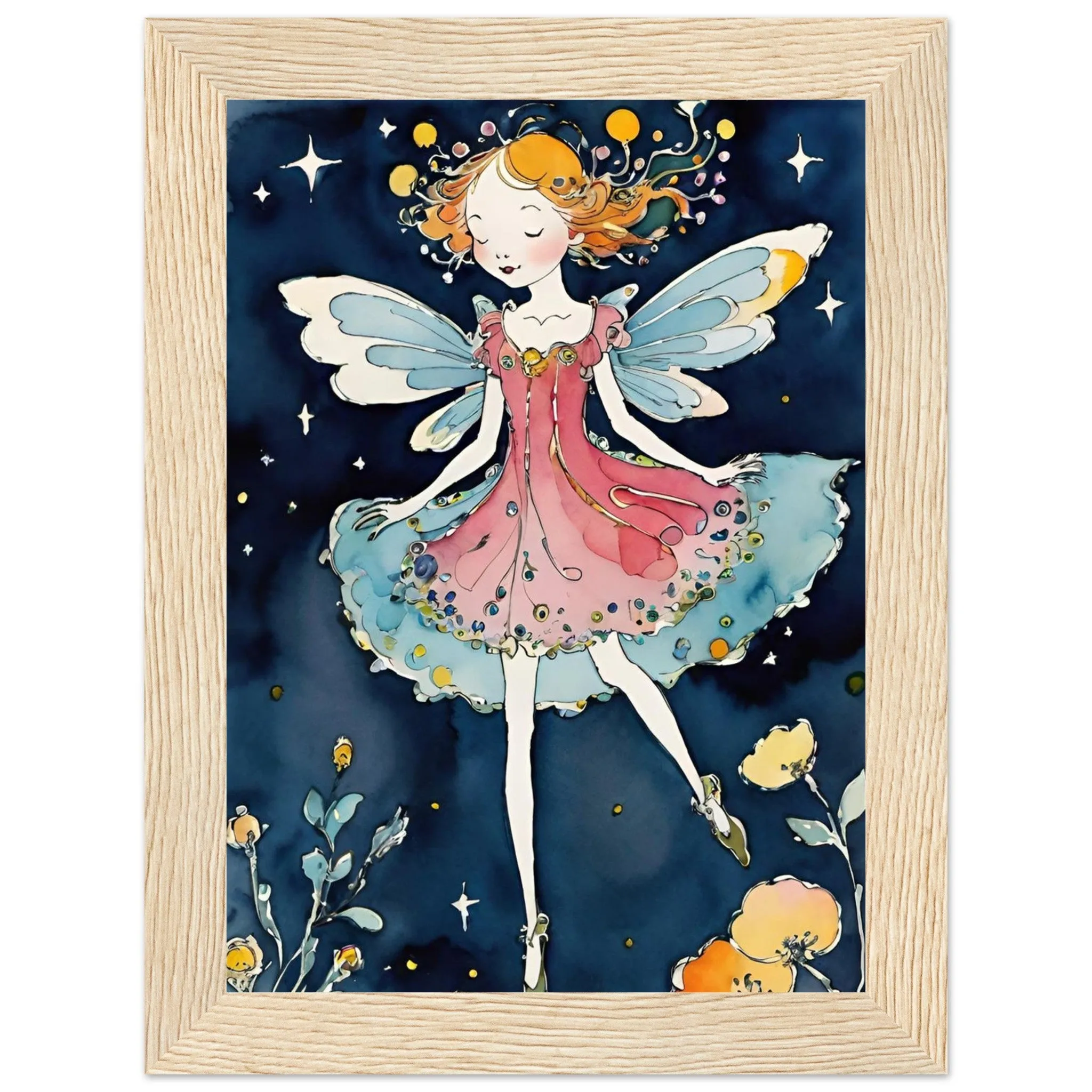 Vampire Art Fairy Garden Classic Semi-Glossy Paper Wooden Framed Poster - Goodnight Fairy