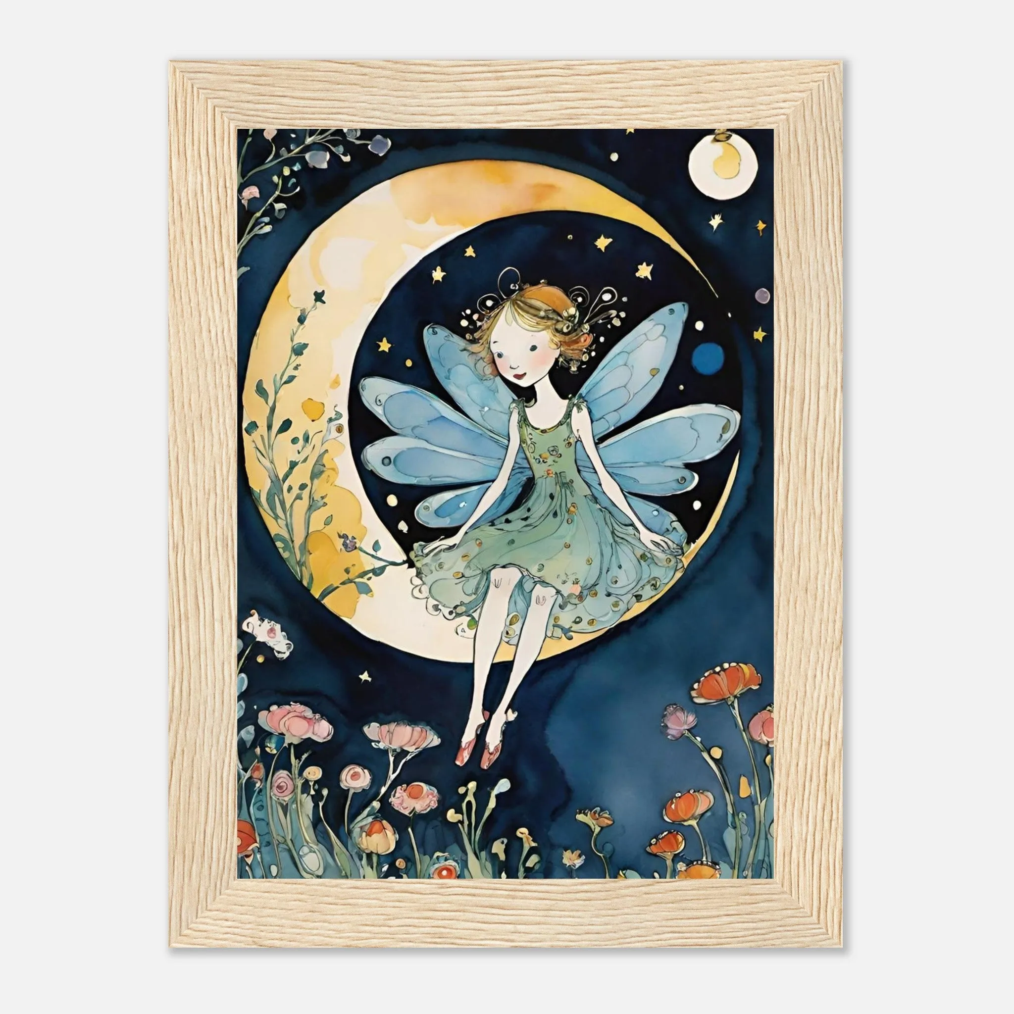 Vampire Art Fairy Garden Classic Semi-Glossy Paper Wooden Framed Poster - Moon Fairy