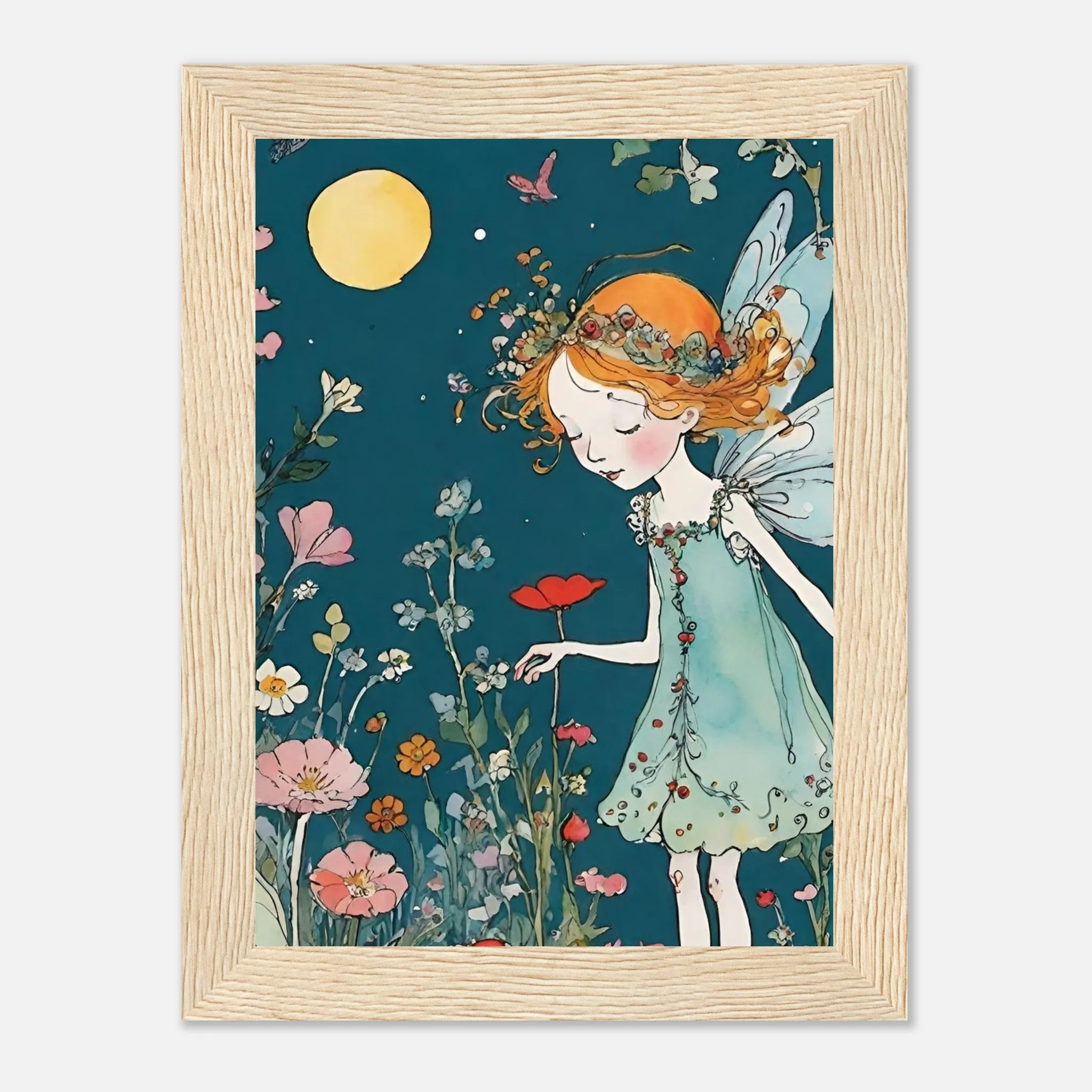 Vampire Art Fairy Garden Classic Semi-Glossy Paper Wooden Framed Poster - Moonlight