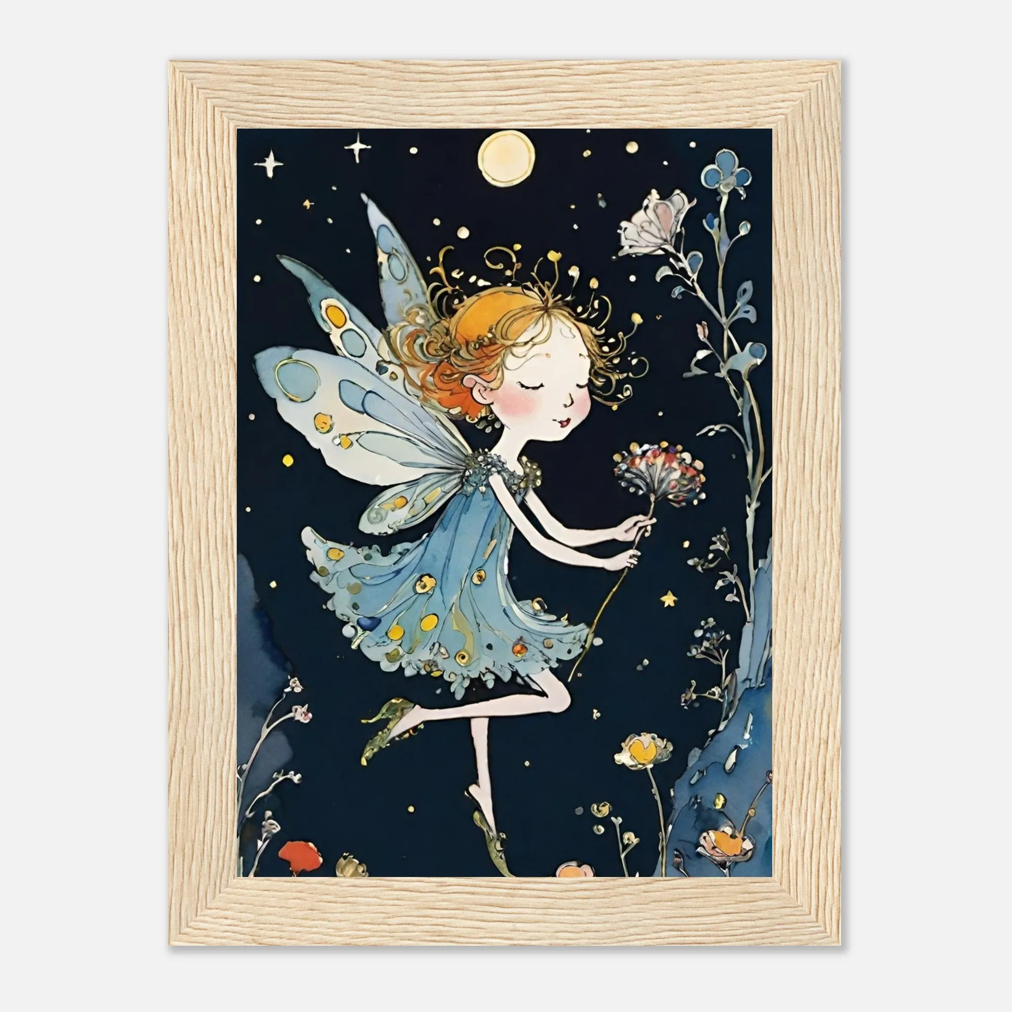 Vampire Art Fairy Garden Classic Semi-Glossy Paper Wooden Framed Poster - Night Flower