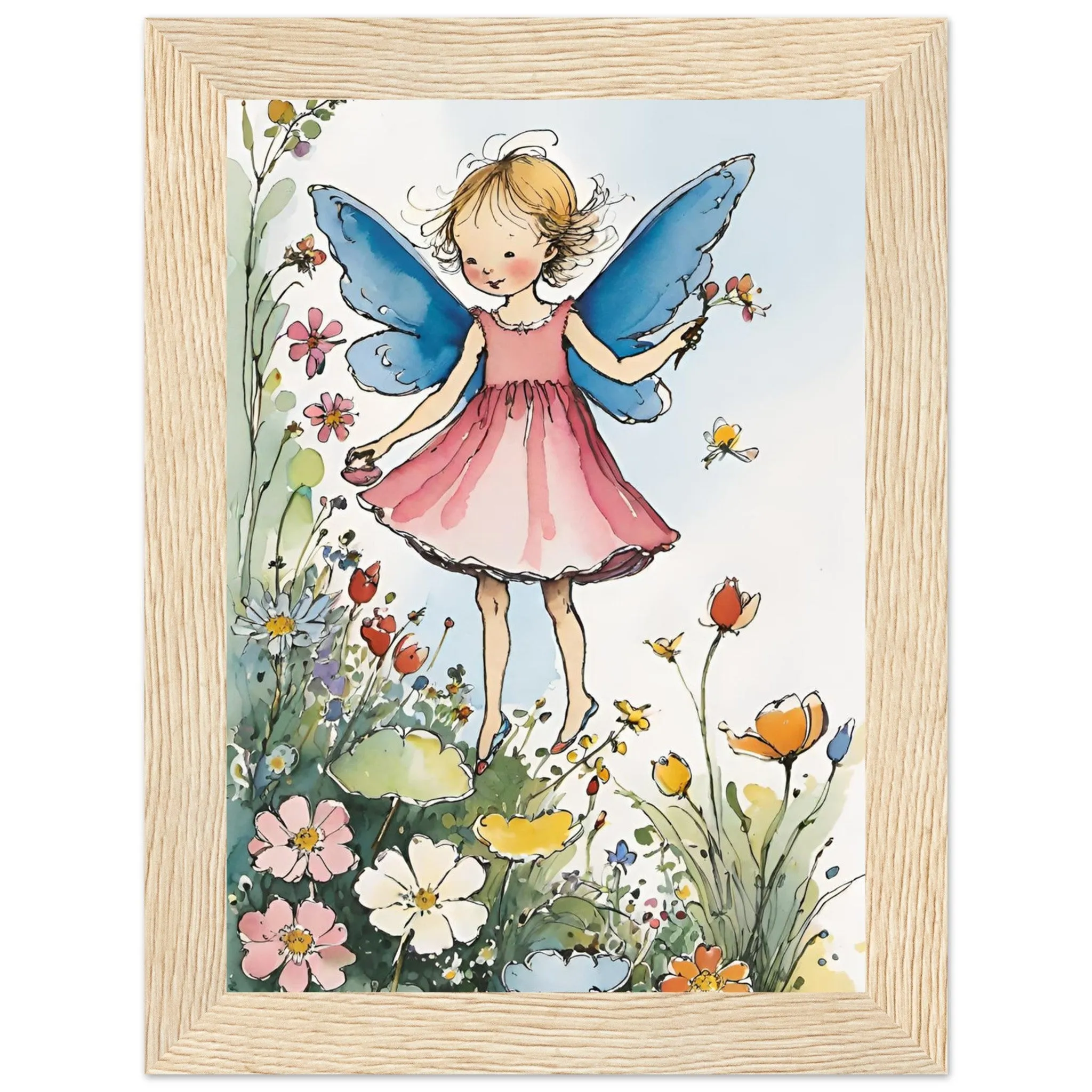 Vampire Art Fairy Garden Classic Semi-Glossy Paper Wooden Framed Poster - Pink Fairy