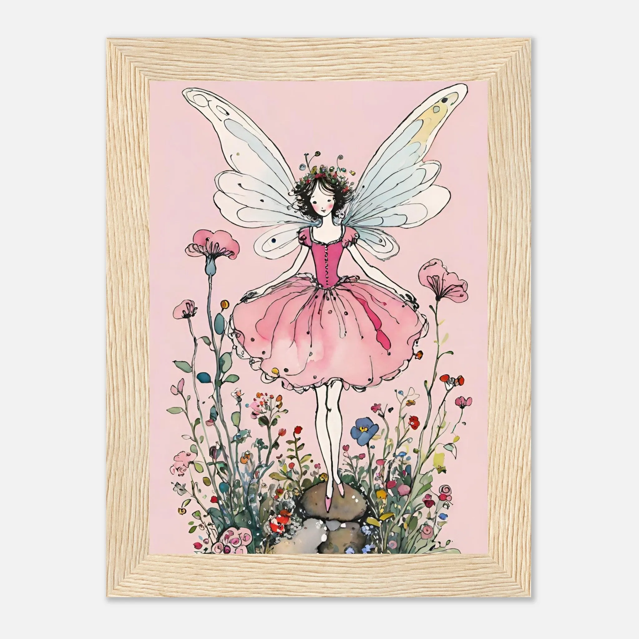 Vampire Art Fairy Garden Classic Semi-Glossy Paper Wooden Framed Poster - Pink Gown