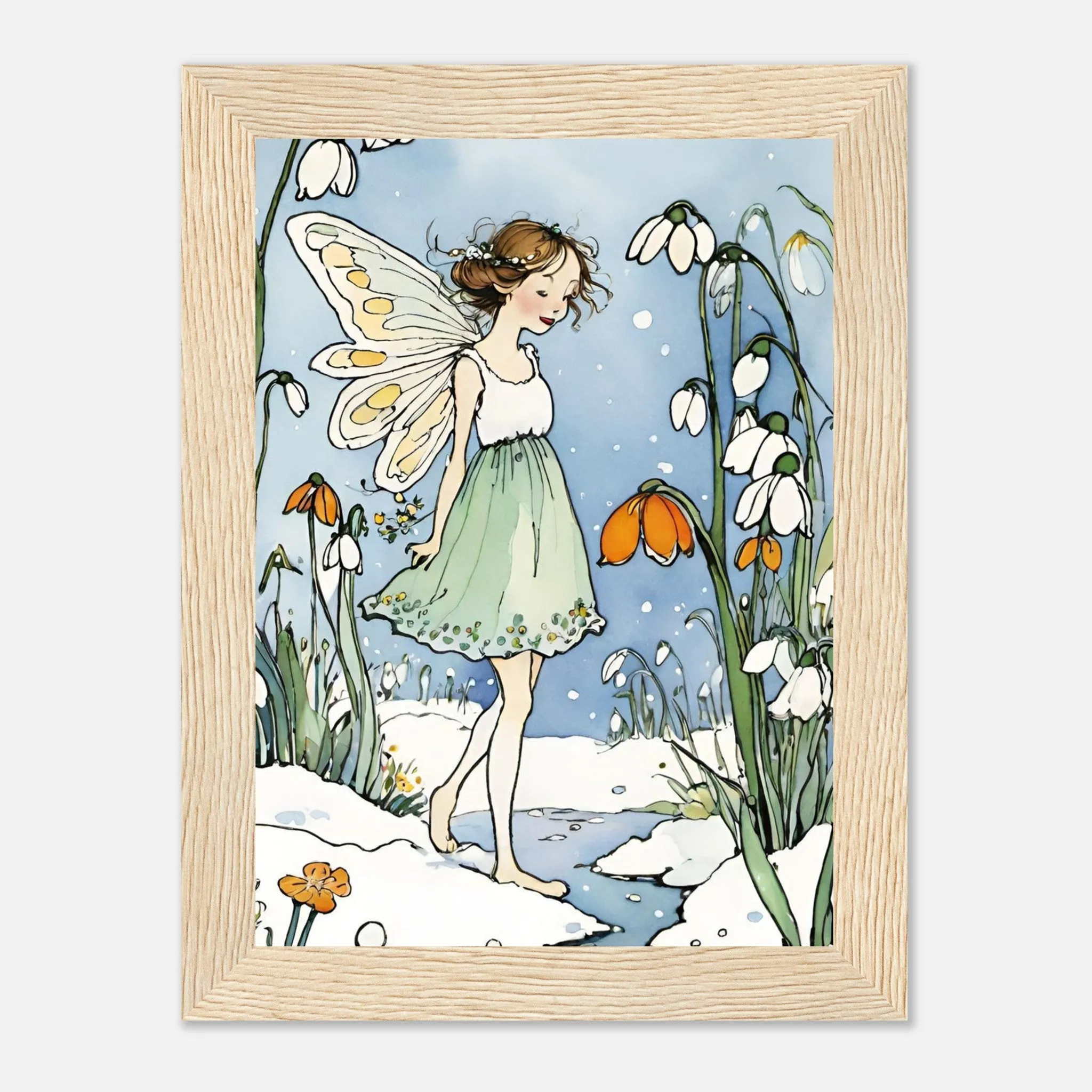 Vampire Art Fairy Garden Classic Semi-Glossy Paper Wooden Framed Poster - Snowdrop