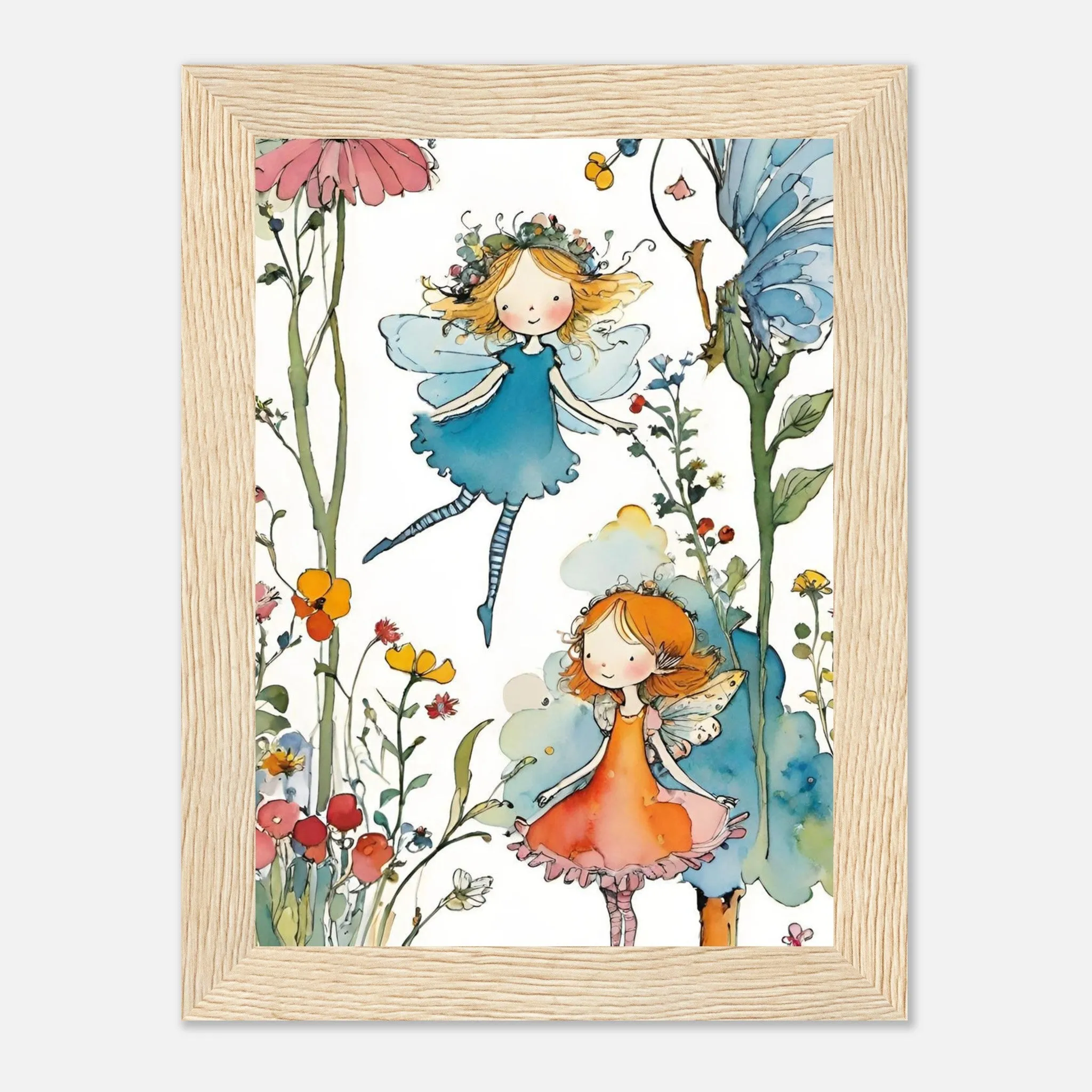 Vampire Art Fairy Garden Classic Semi-Glossy Paper Wooden Framed Poster - Stripy Blue Stockings