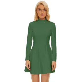 Vampire Art Grunge Chic Long Sleeve Velour Longline Dress - Green