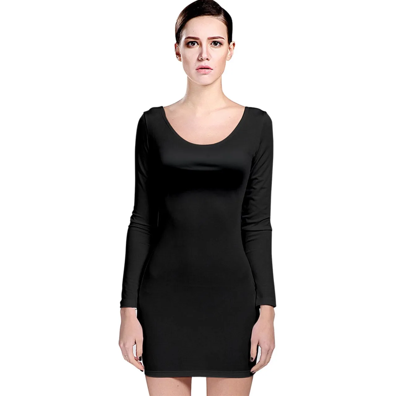 Vampire Art Grunge Chic Long Sleeve Velvet Bodycon Dress - Black