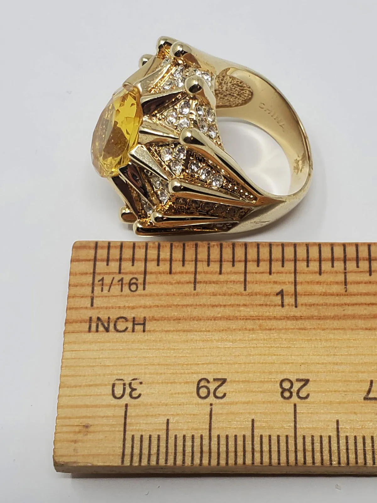 Vintage Gold & Yellow Size 7 Brass Starburst Cocktail Ring