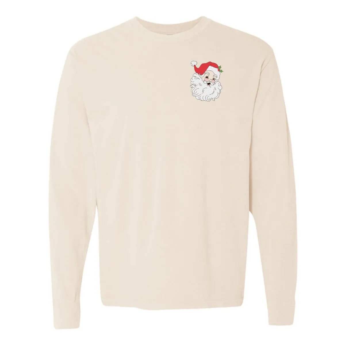 'Vintage Santa' Embroidered Long Sleeve T-Shirt