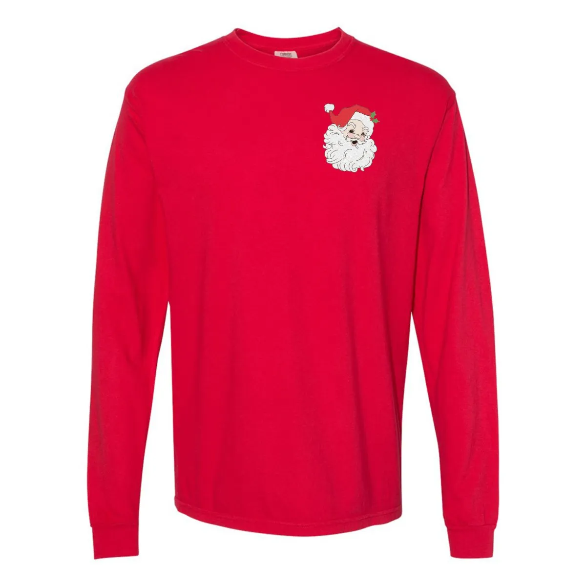 'Vintage Santa' Embroidered Long Sleeve T-Shirt