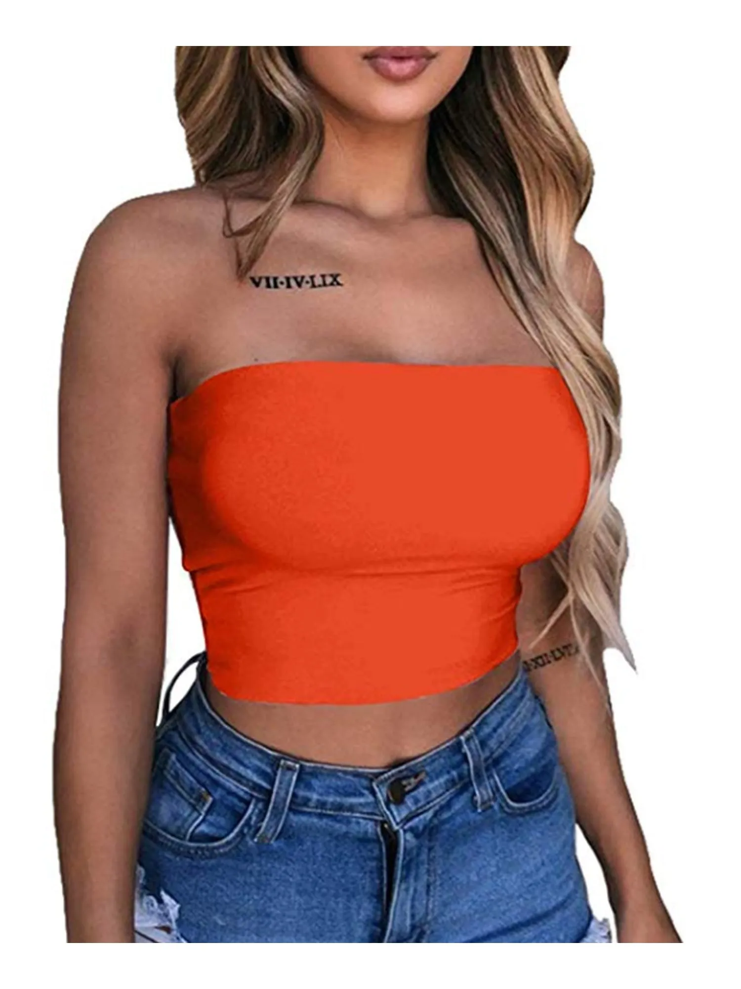 Women Off Shoulder Elastic Tube Bra Blouse Strapless Bandeau Crop Tops - bucketstores.com