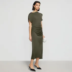 Yuyan Ruched-Waist Side-Slit Dress