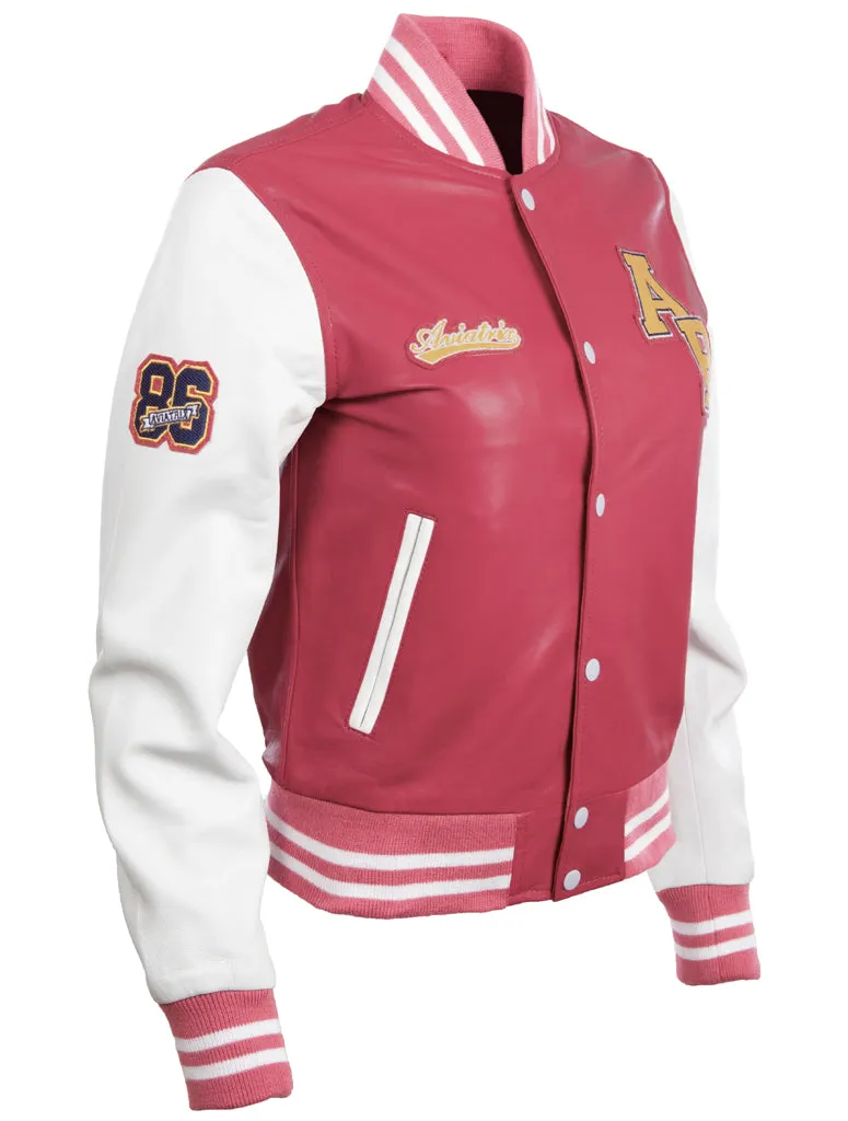 YWVV Women's Varsity Jacket - Pink/White