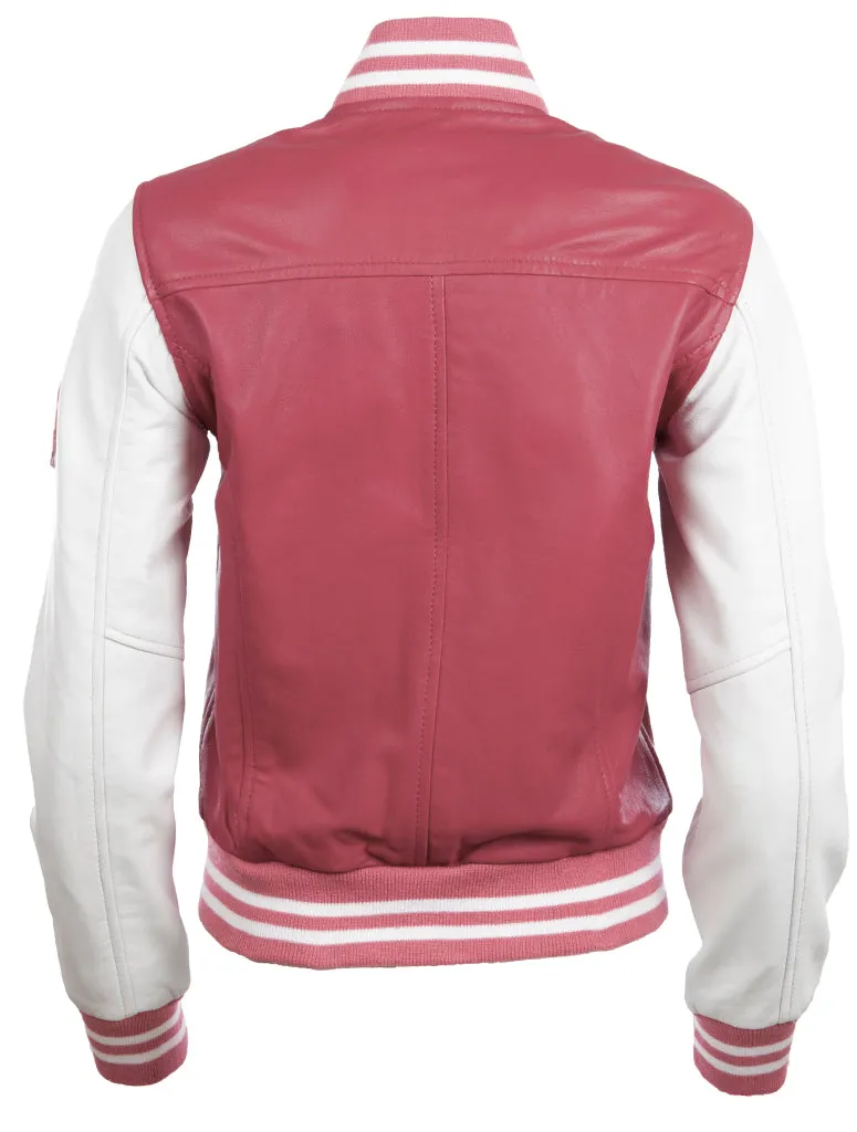 YWVV Women's Varsity Jacket - Pink/White